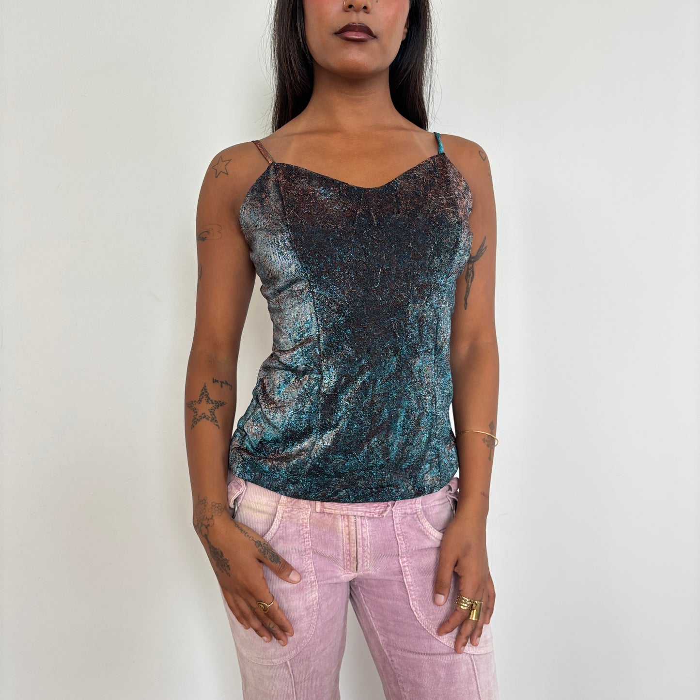 Sparkly mesh cami - M