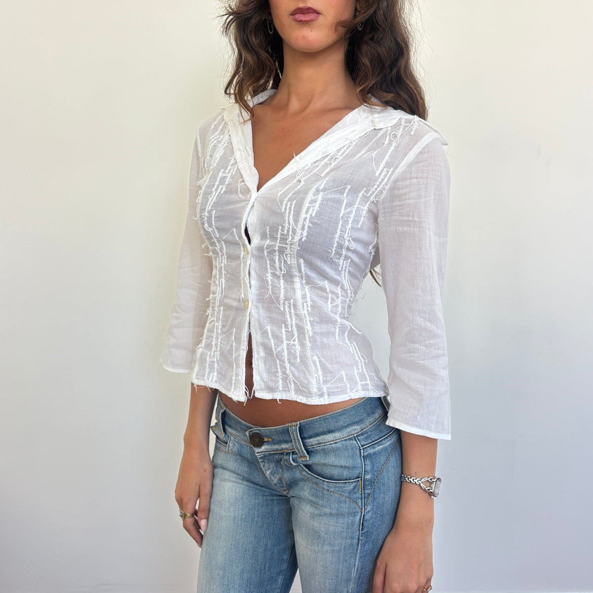 Italian white linen shirt - M