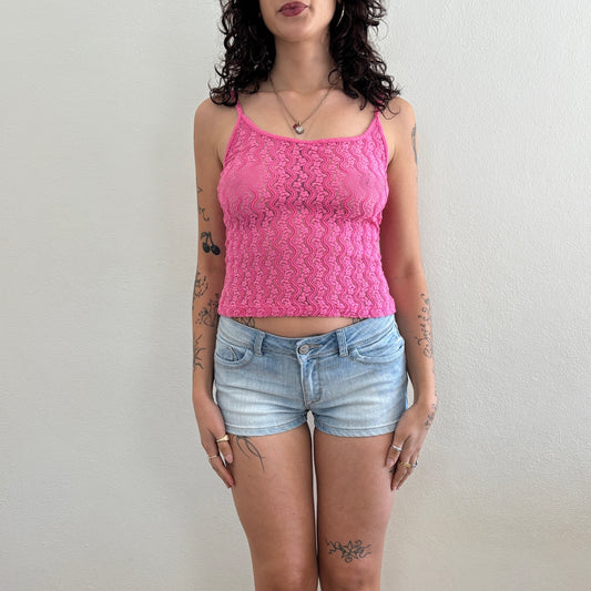 Pink lace cami - S