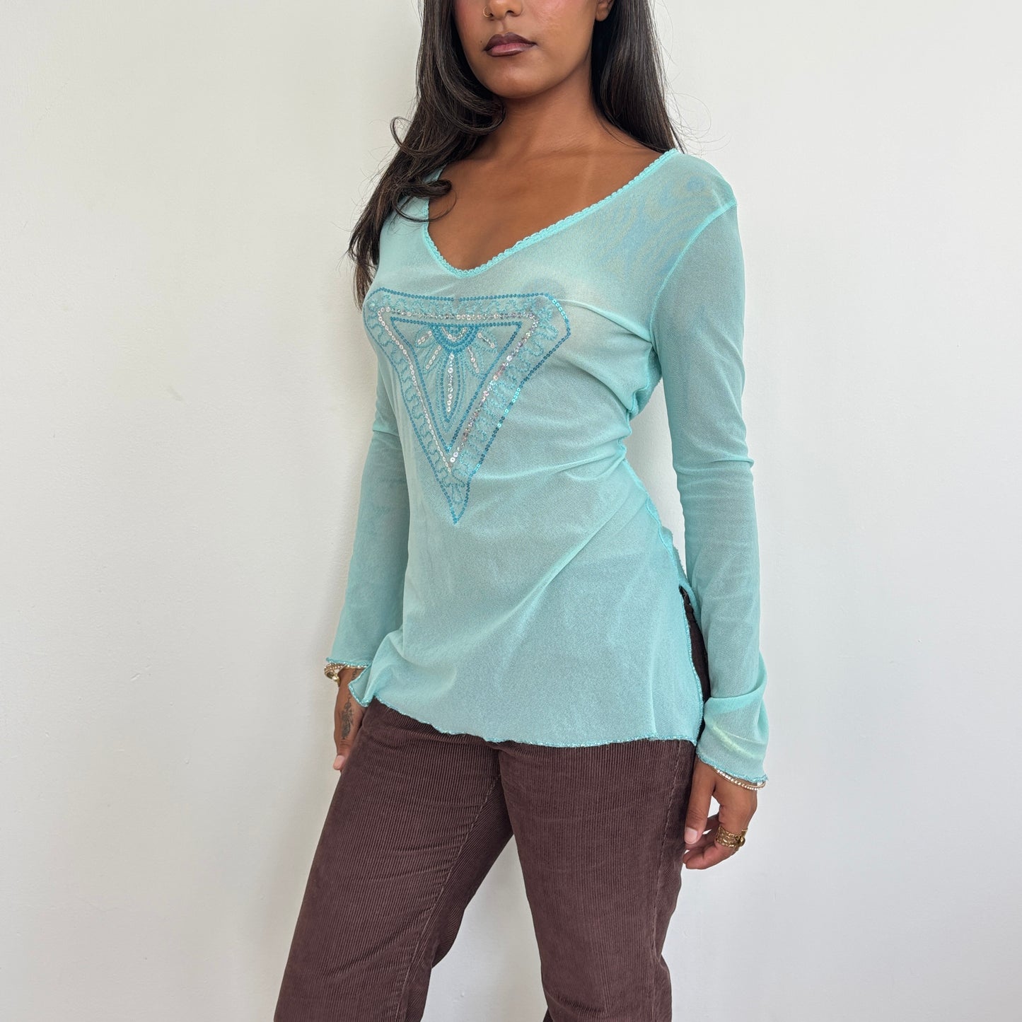 Italian aqua top - S