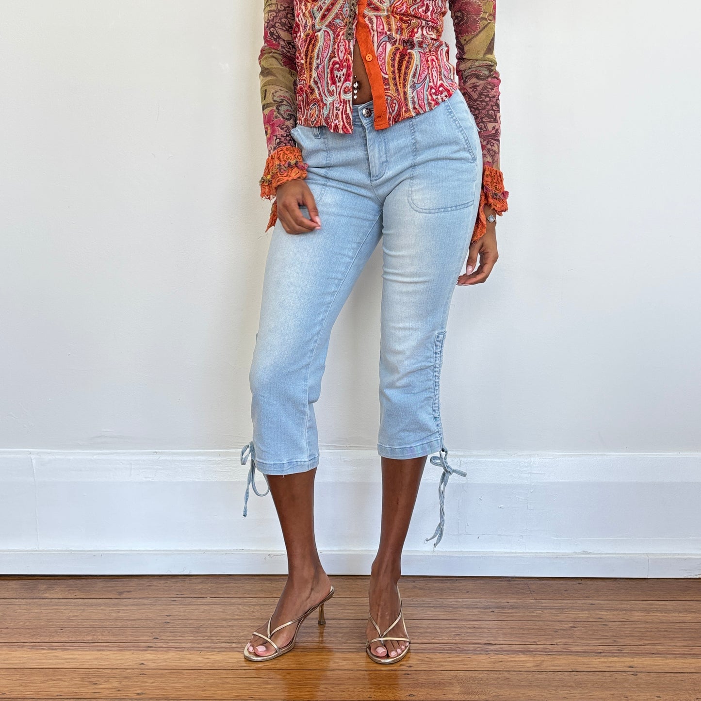 Ruched denim capris - XS