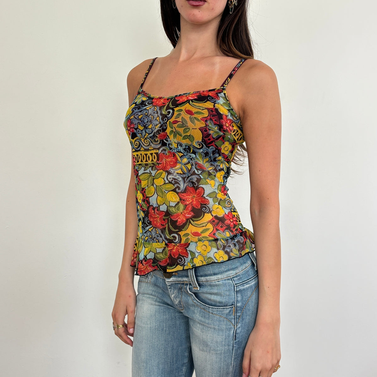 Italian graphic mesh cami - S/M