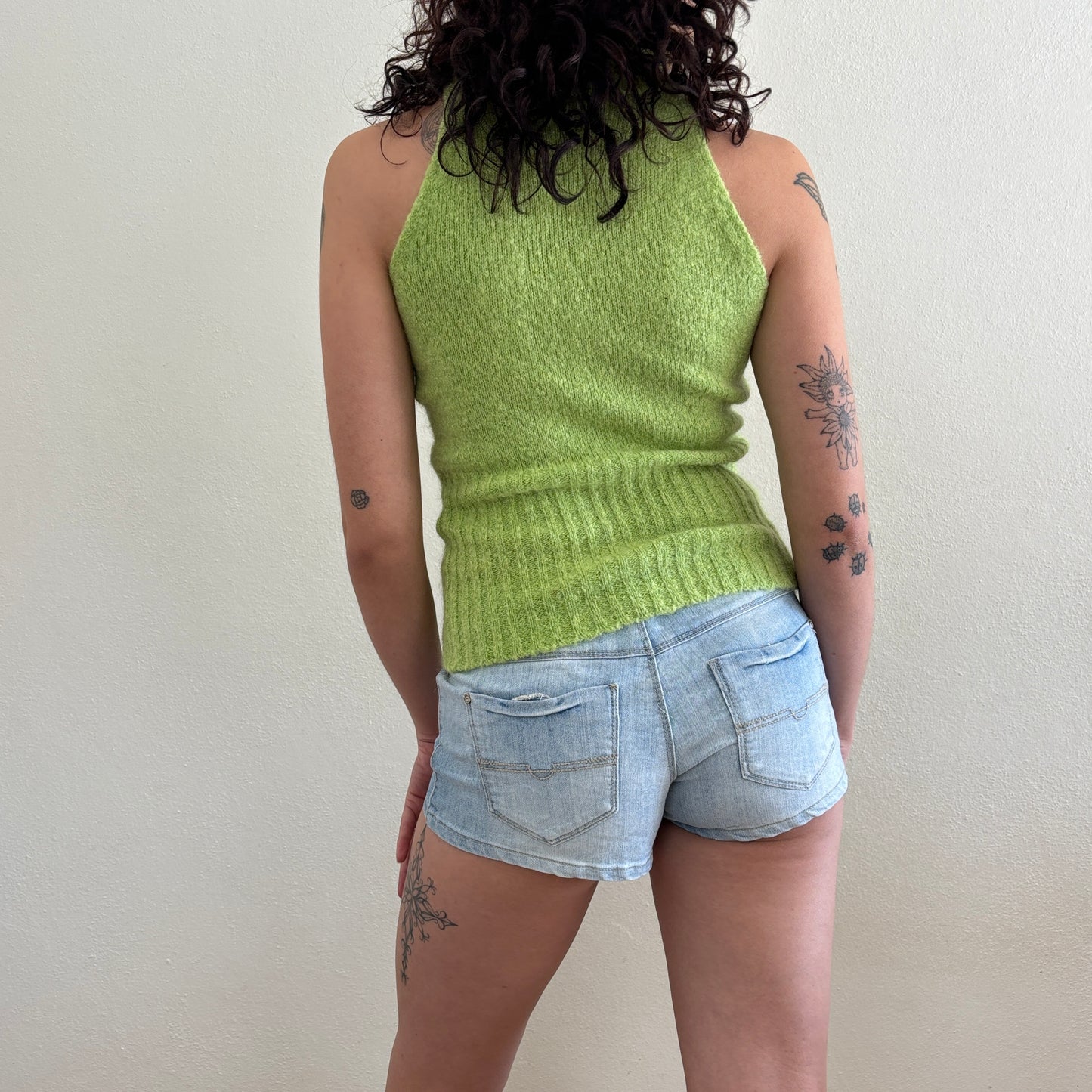 Mohair green knit turtleneck - S