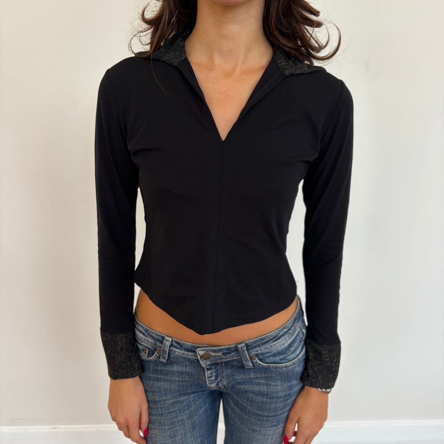 Italian sparkle detail top - S