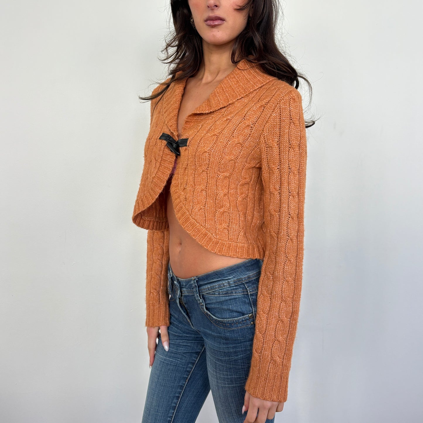 Orange cable knit cardigan - M/L