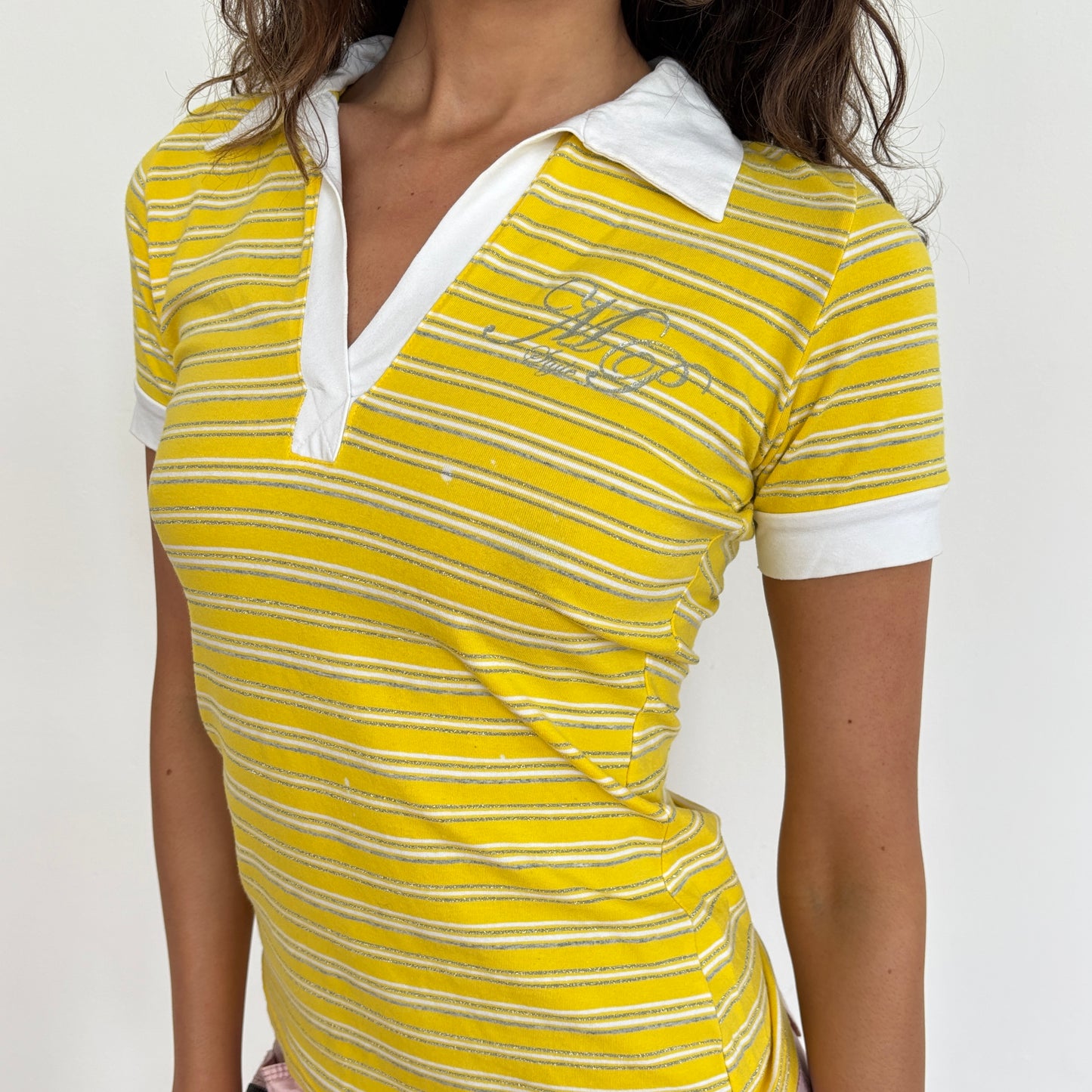 Italian yellow striped polo - S