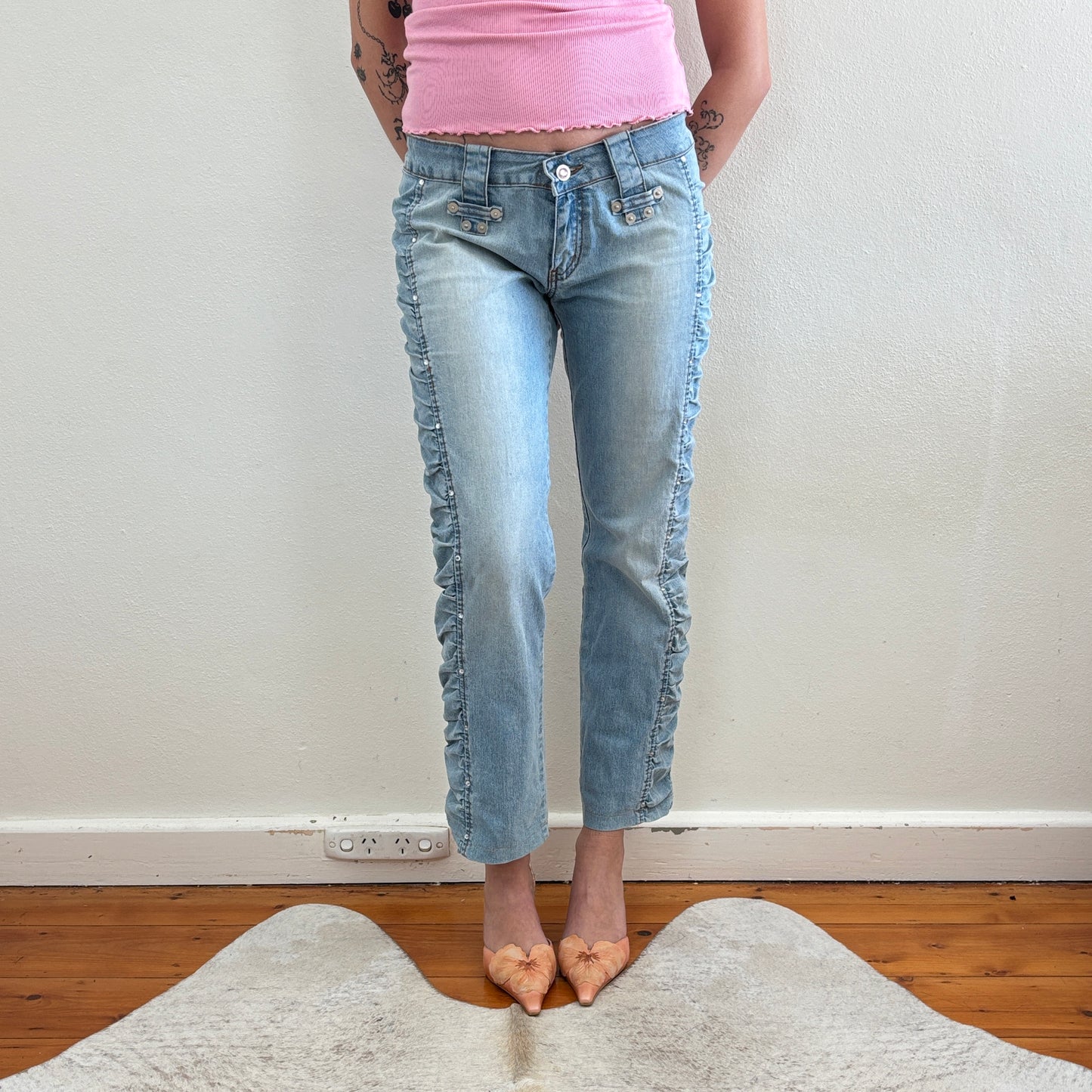 Ruched diamanté jeans - XS/S