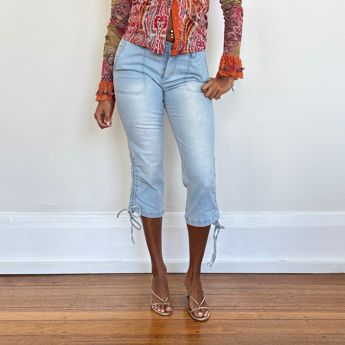 Ruched denim capris - XS