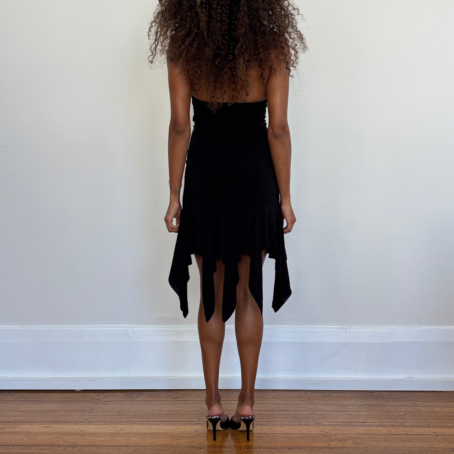 Italian black ruched dress - XS/S