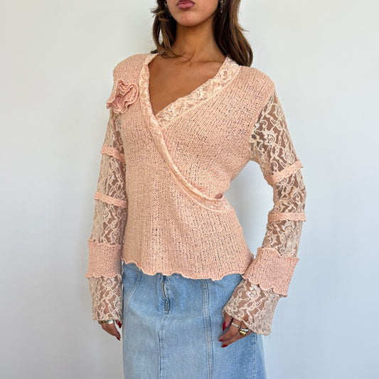 soft peach knit jumper - L