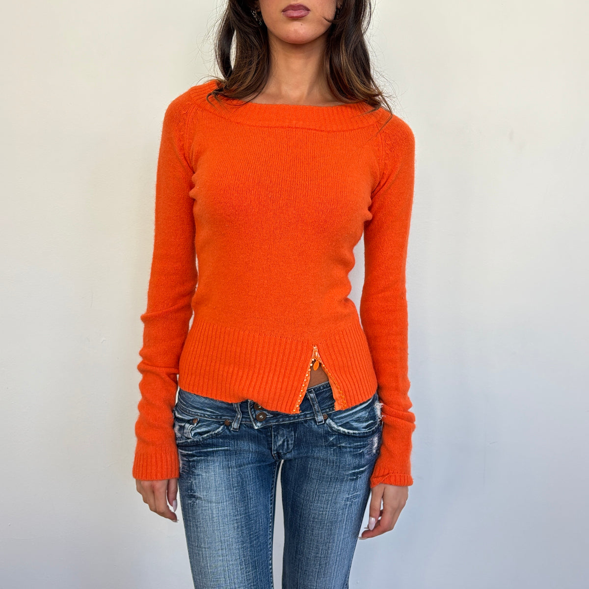 Italian wool orange knit - S