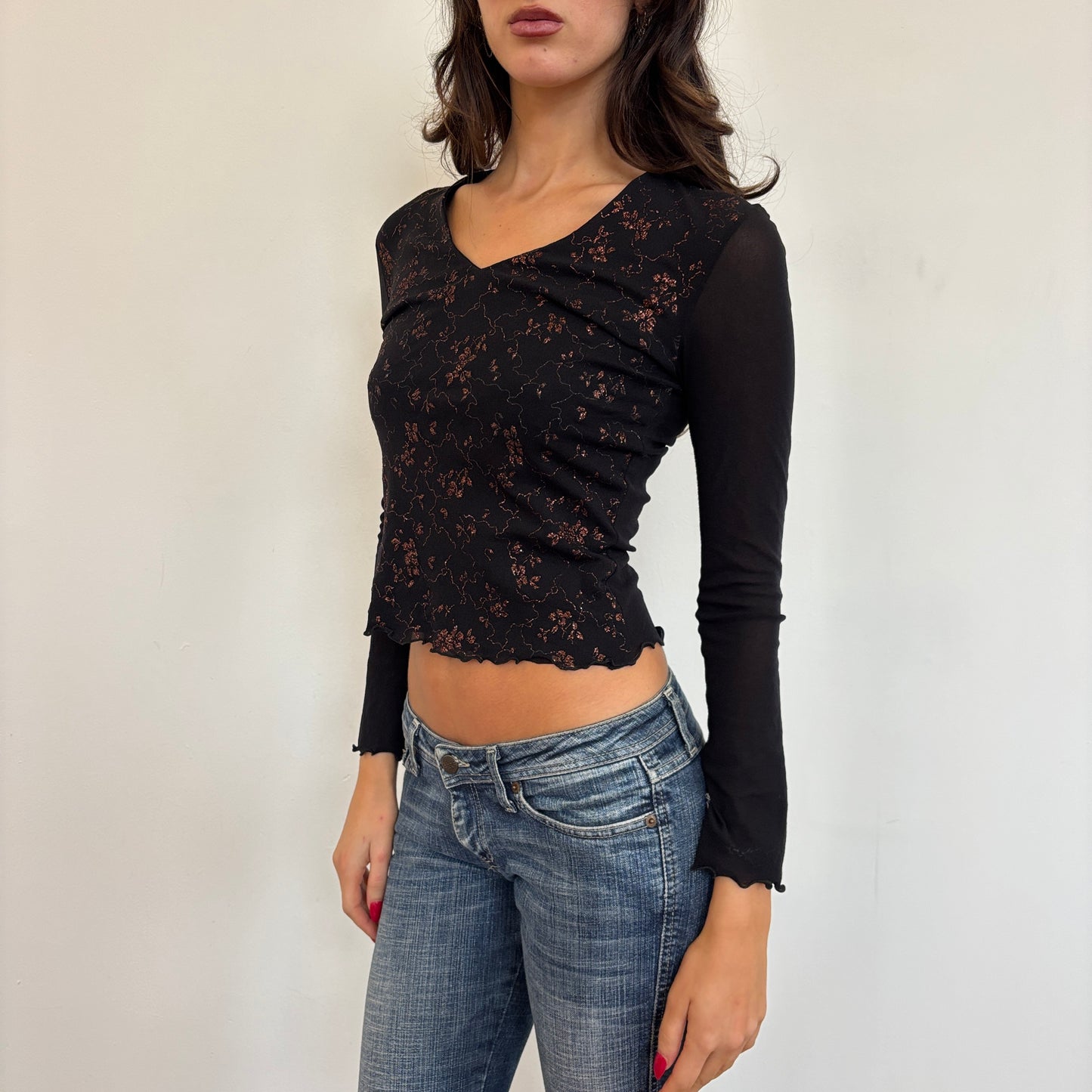 Italian sparkly mesh top - XS