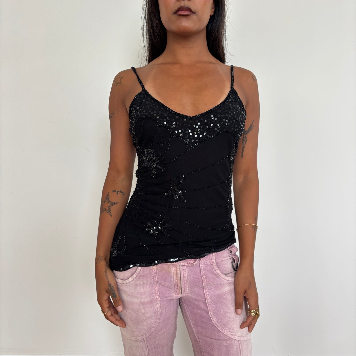 Italian black sequin cami - XS/S
