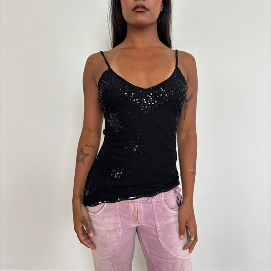 Italian black sequin cami - XS/S