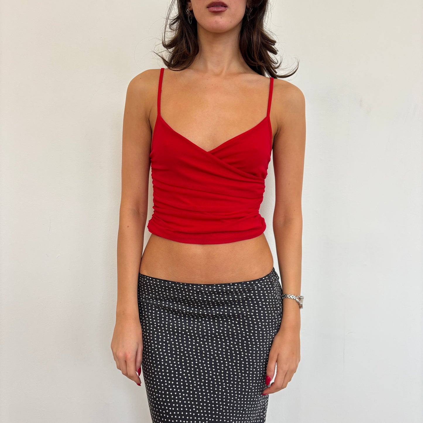 Italian ruched red cami - XS/S