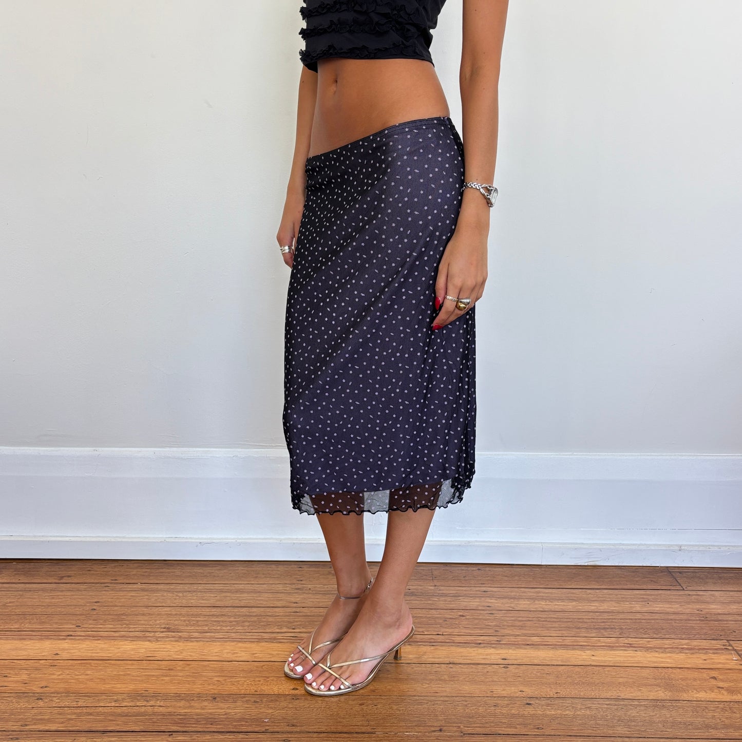 Italian floral mesh skirt - S/M