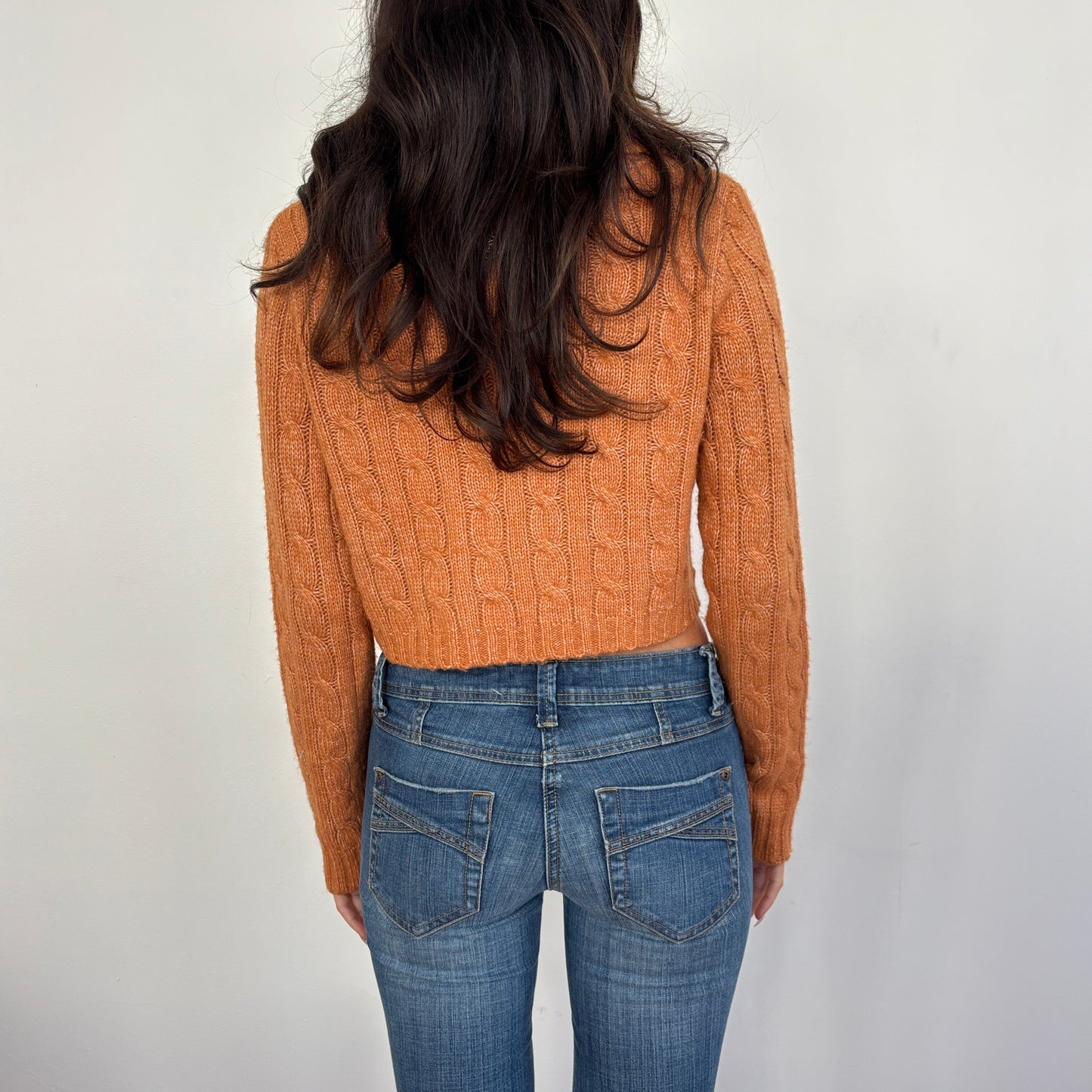 Orange cable knit cardigan - M/L