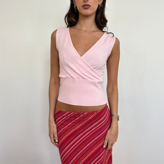 Pink v neck top - XS/S