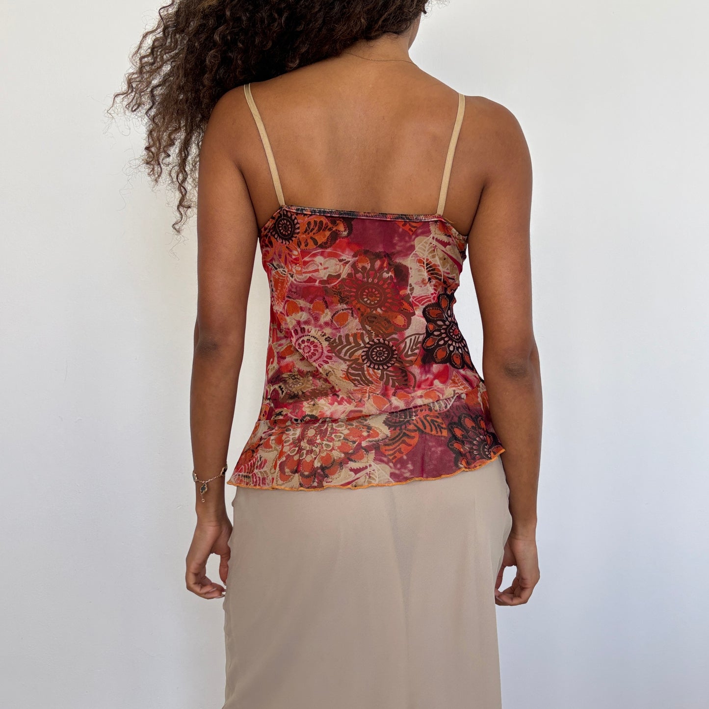 Graphic mesh cami - S