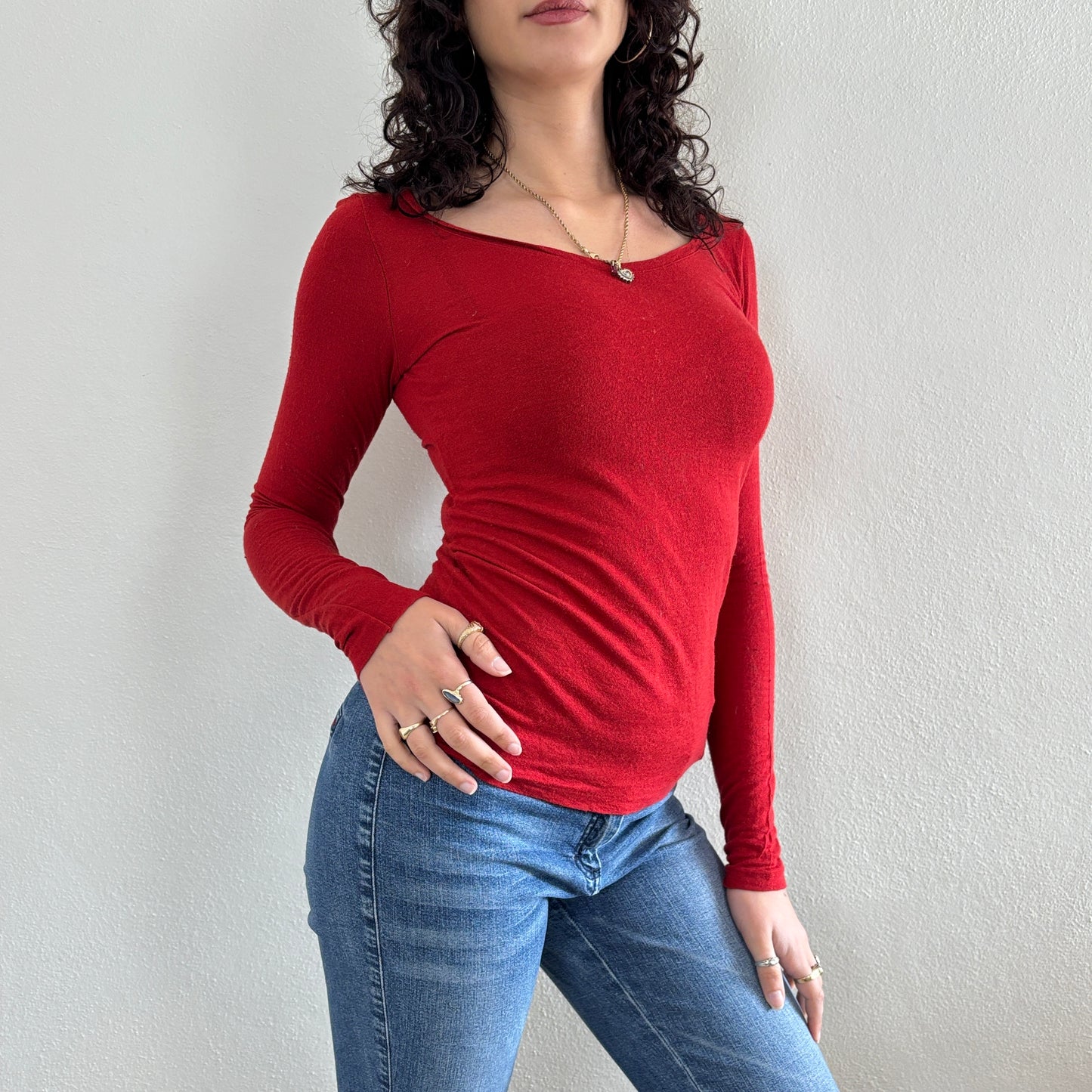 Soft red longsleeve - S