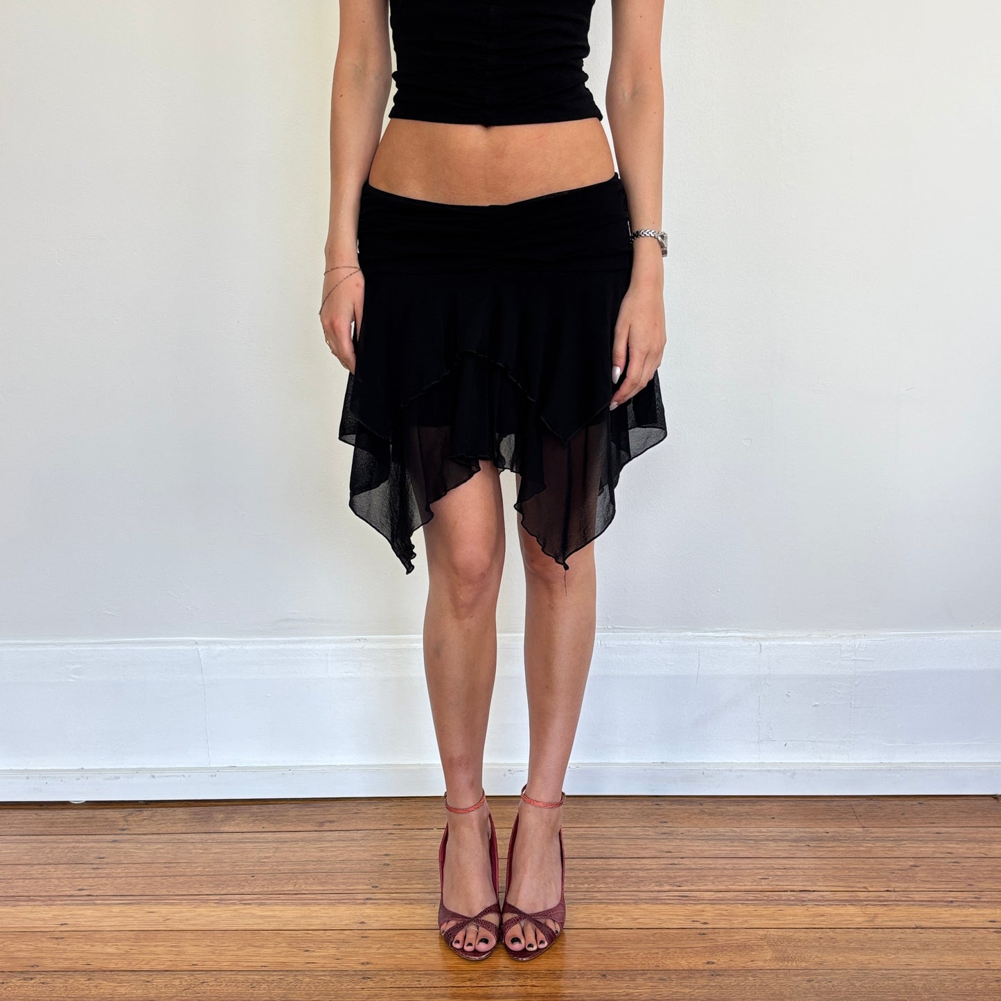 Italian black mesh mini skirt - S