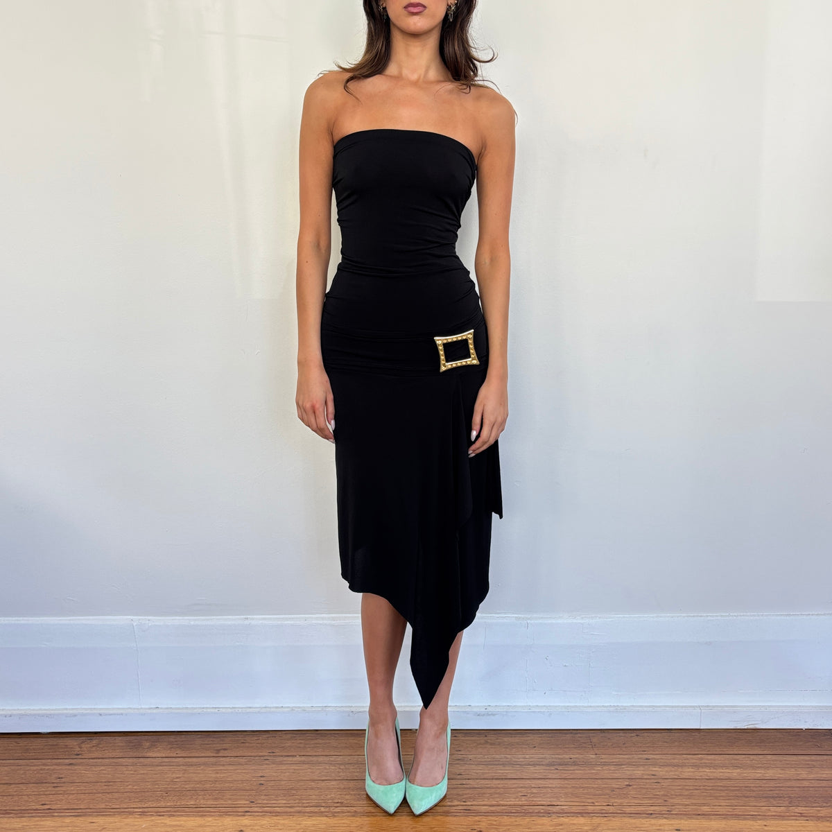 Italian asymmetric midi dress - S