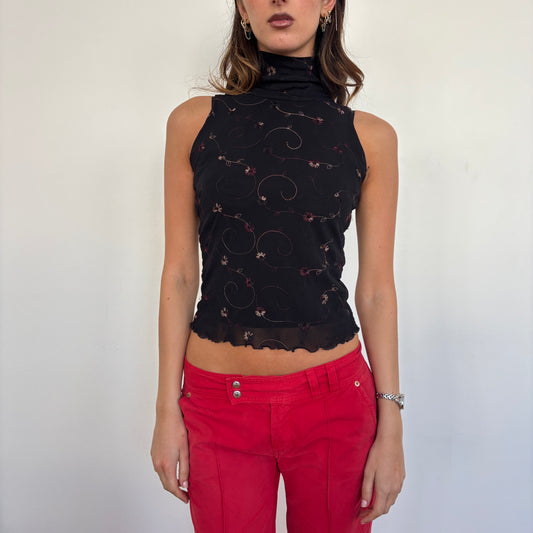 Italian floral mesh top - S