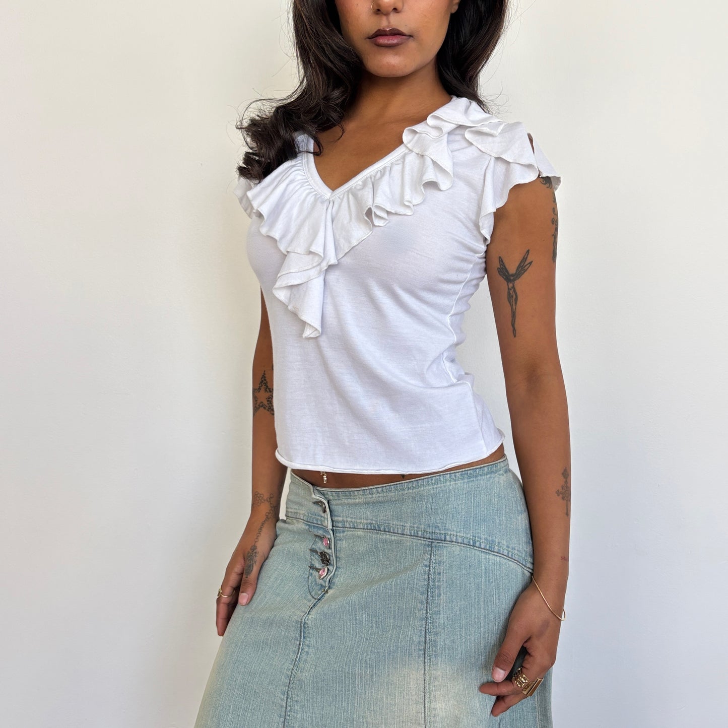 White ruffle top - M