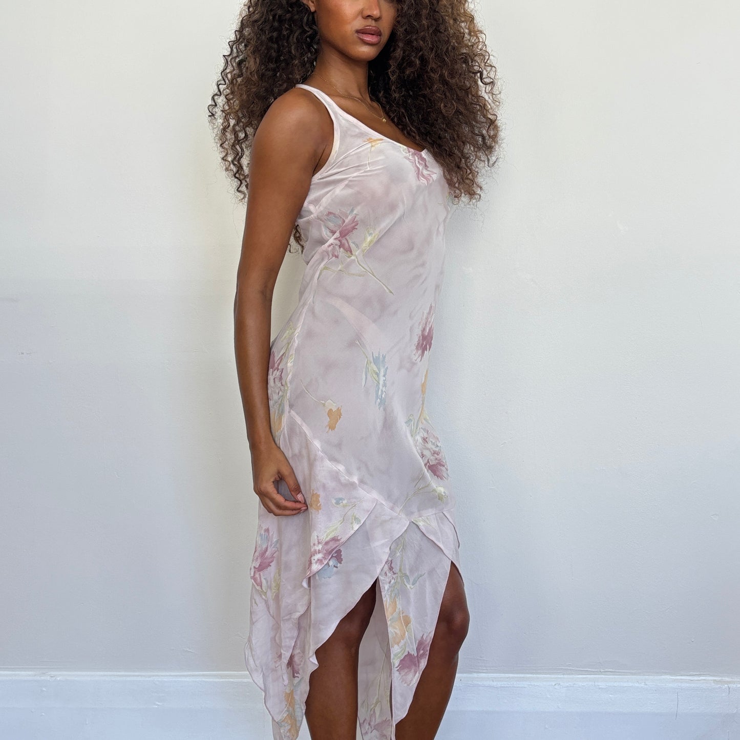 Italian floral asymmetric dress - S/M