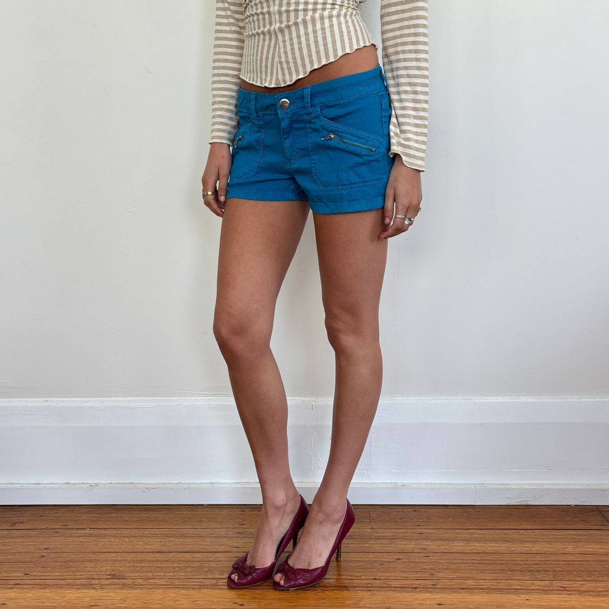 Italian blue mini shorts - S