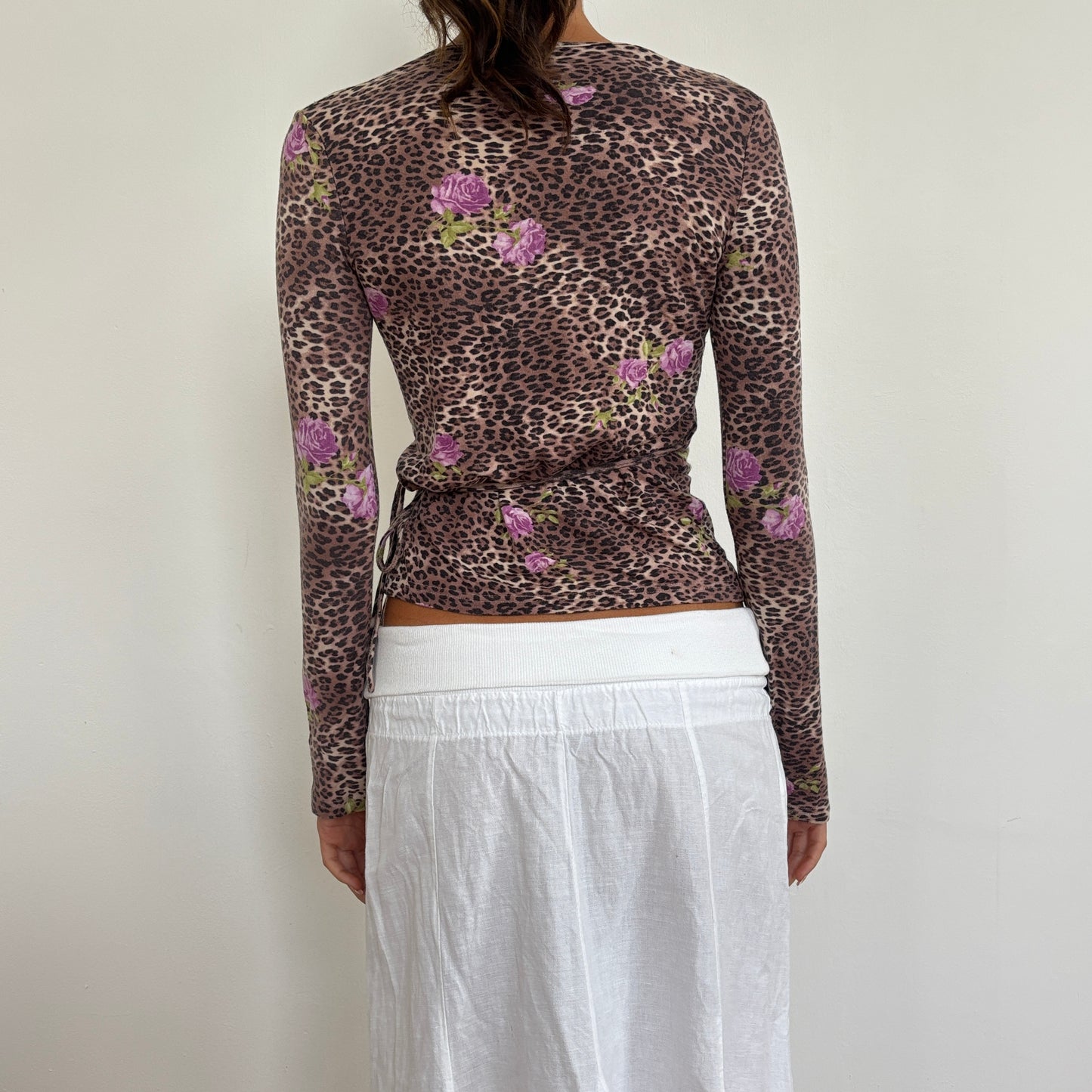 Italian leopard wrap top - S/M
