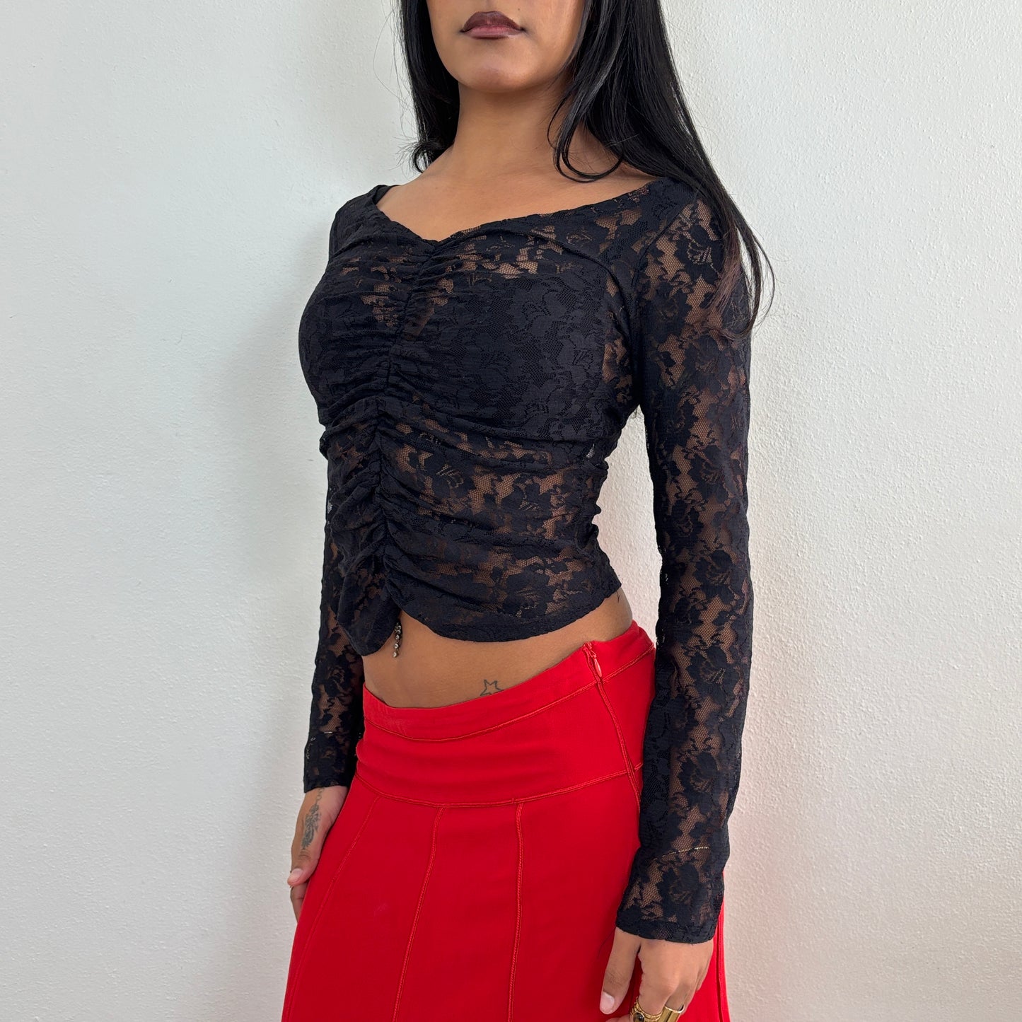 Black lace long sleeve - XS/S