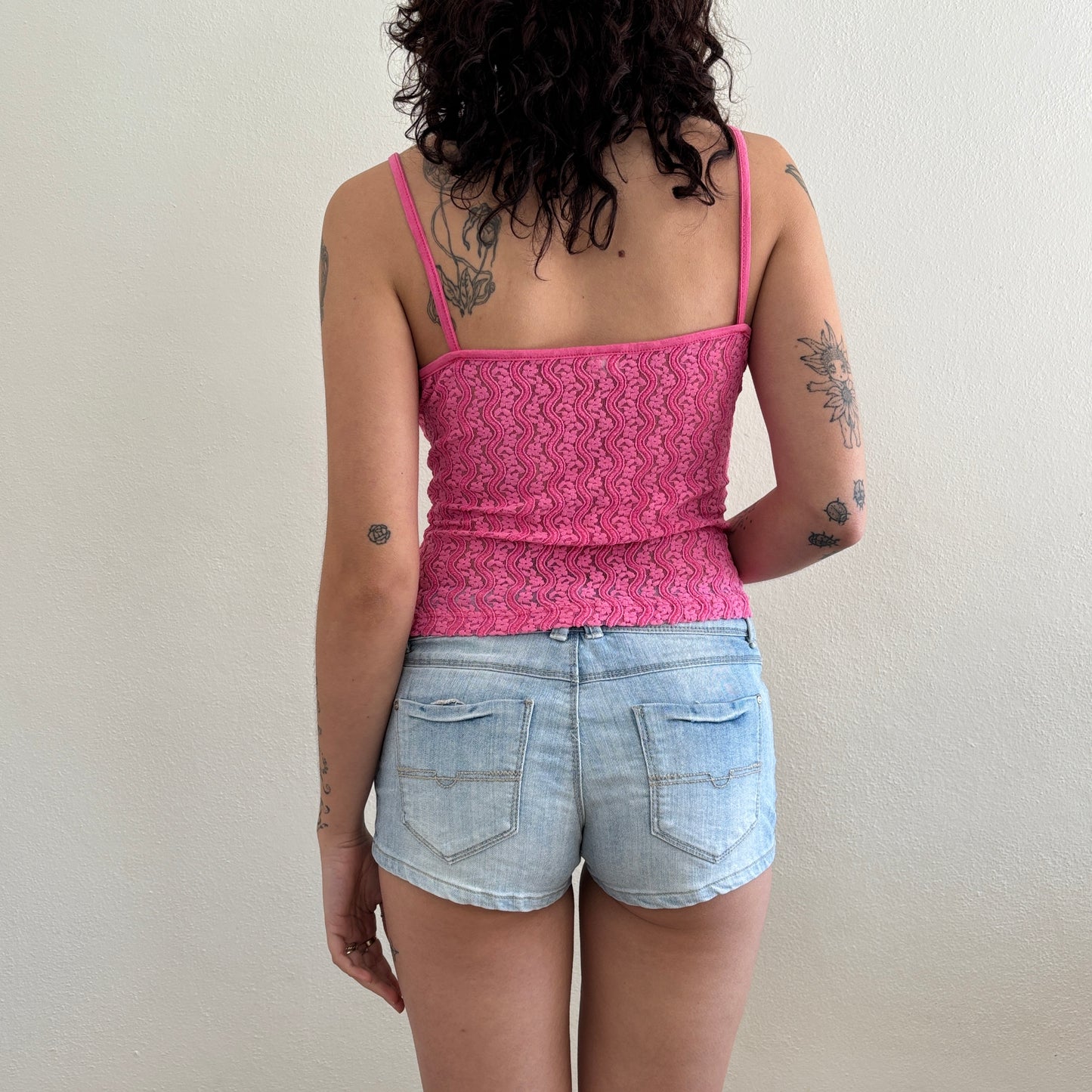 Pink lace cami - S