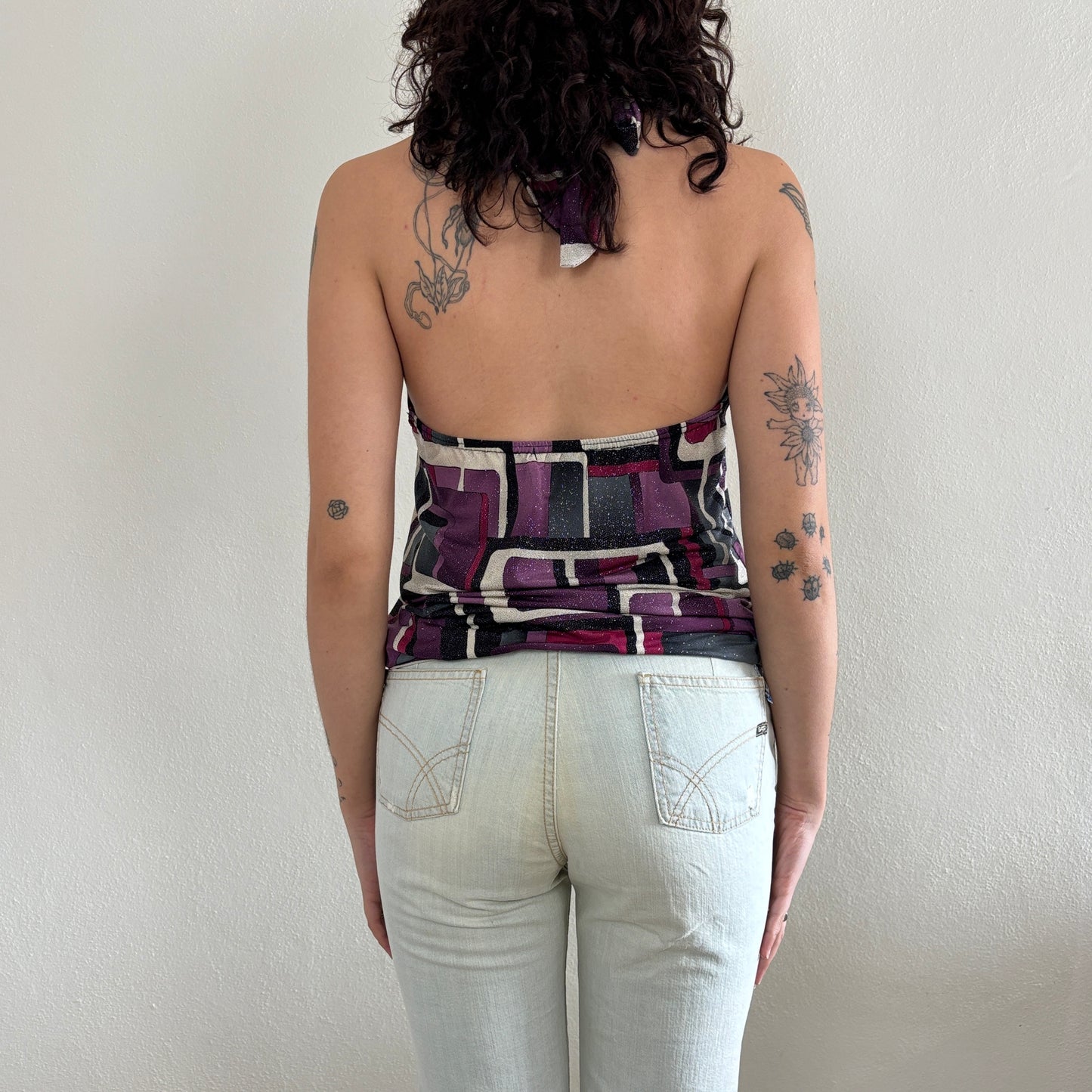 Graphic sparkly top - M