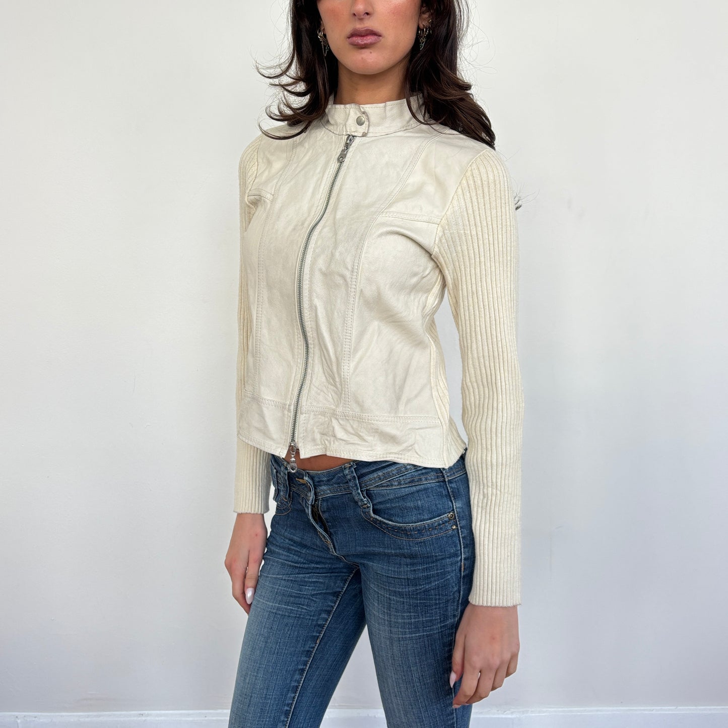 Italian leather detail jumper - S