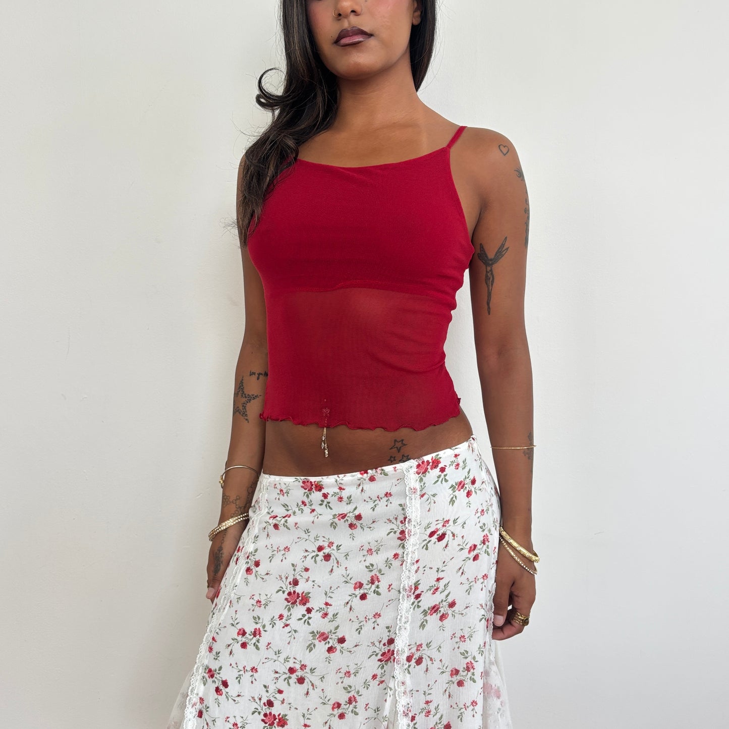 Italian red mesh top - XS