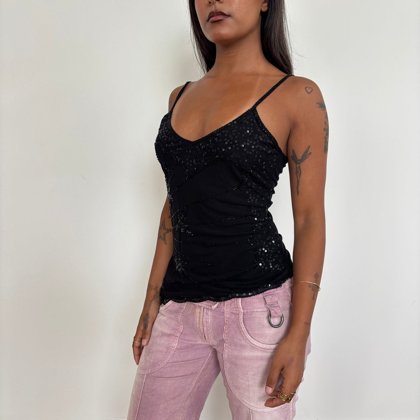 Italian black sequin cami - XS/S
