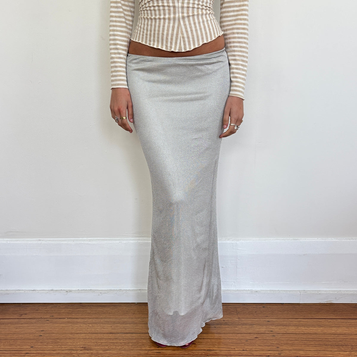 Italian silver maxi skirt - XS