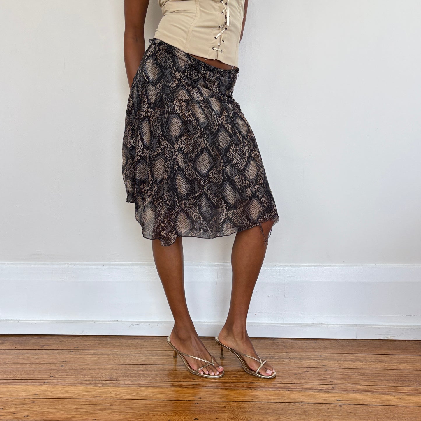 Italian snake print midi skirt - XS