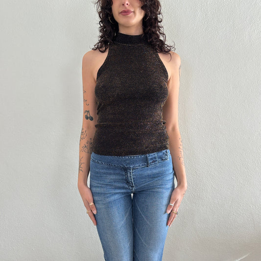 Sparkly high neck top - S/M