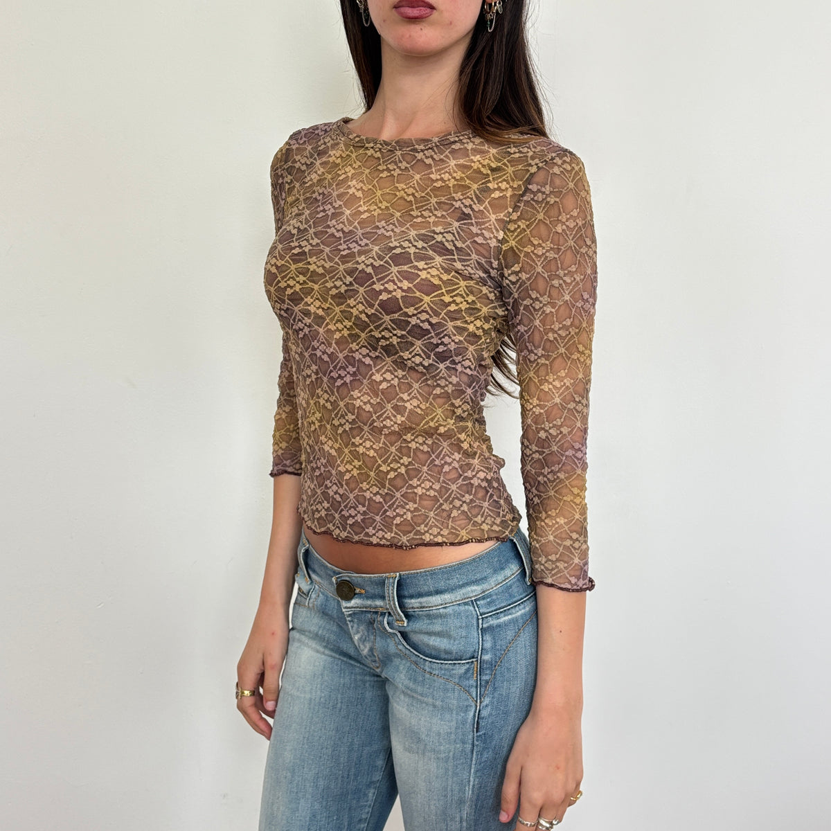 Italian lace 3/4 sleeve top - S