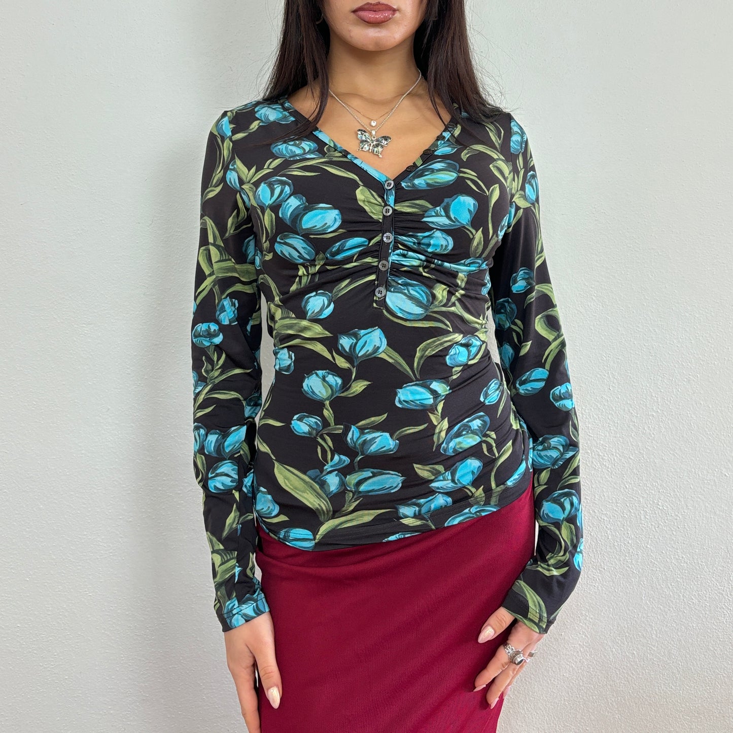 Floral longsleeve top - S/M