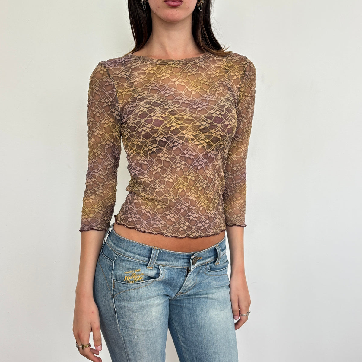 Italian lace 3/4 sleeve top - S