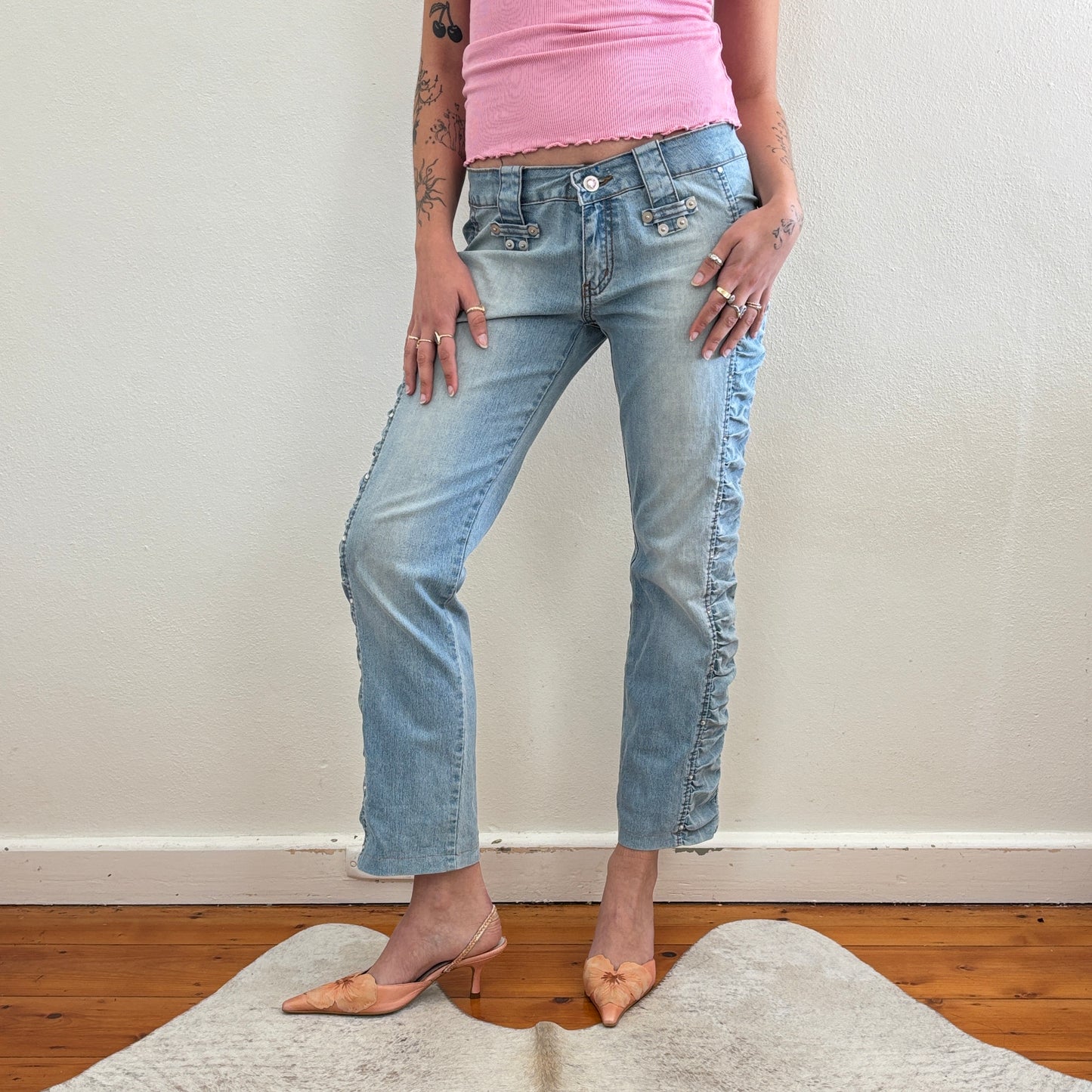 Ruched diamanté jeans - XS/S