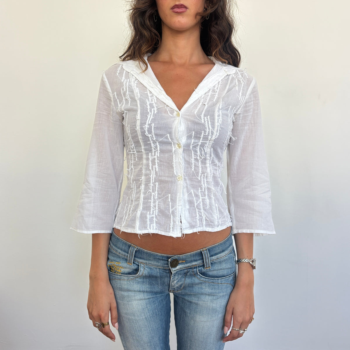 Italian white linen shirt - M