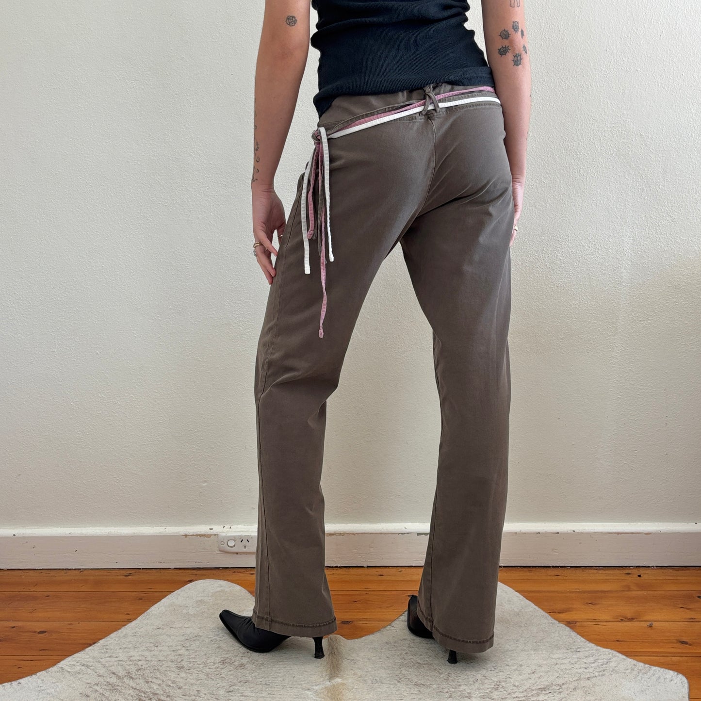 Khaki brown sporty pants - S