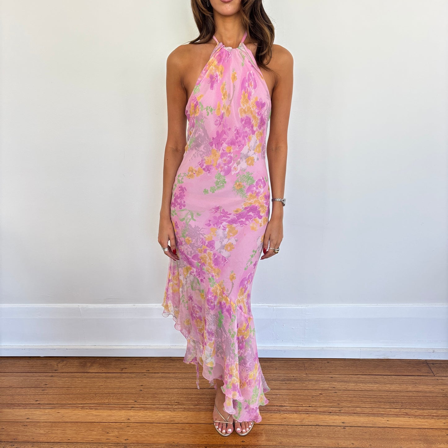 Italian silk floral gown - S