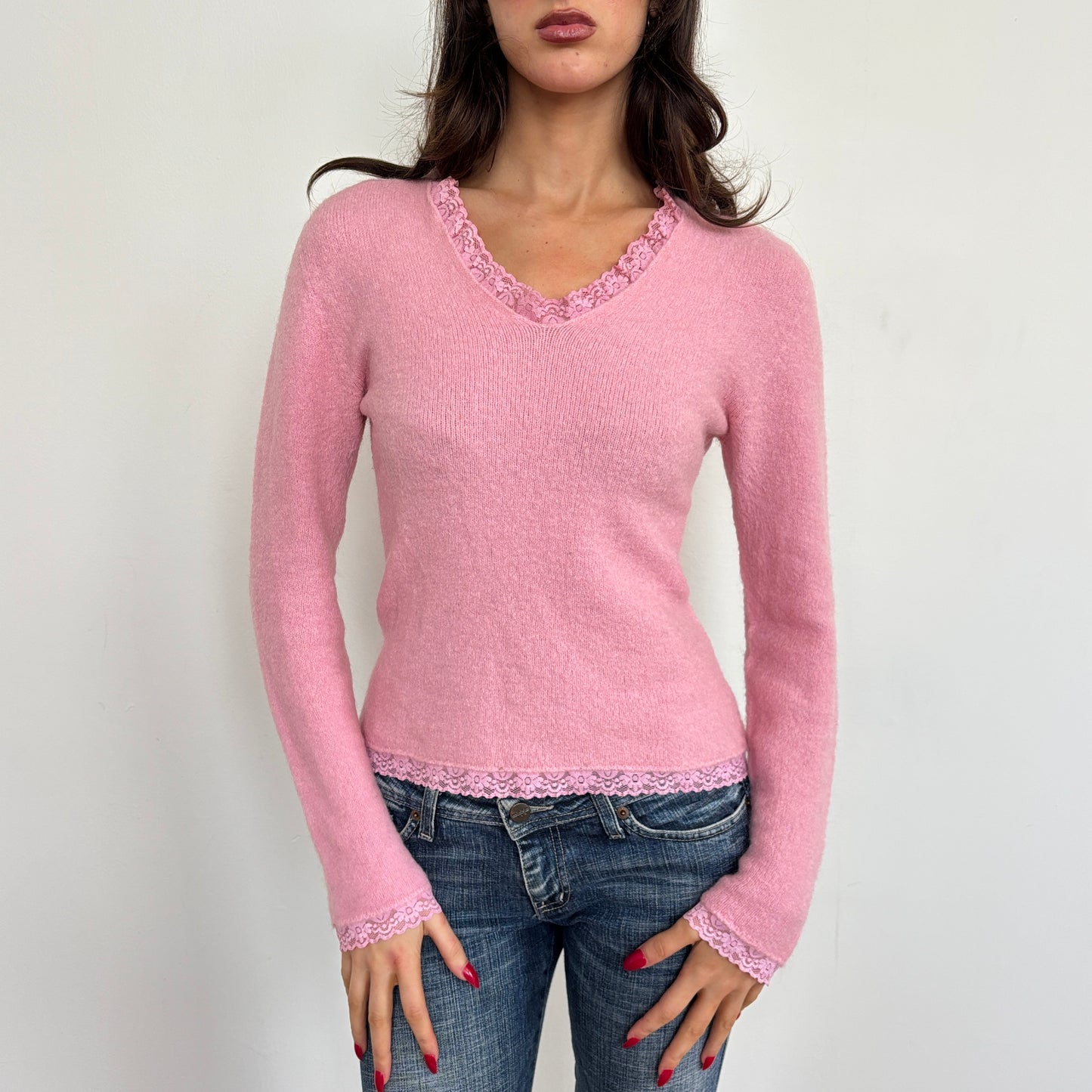 Soft pink wool knit - M