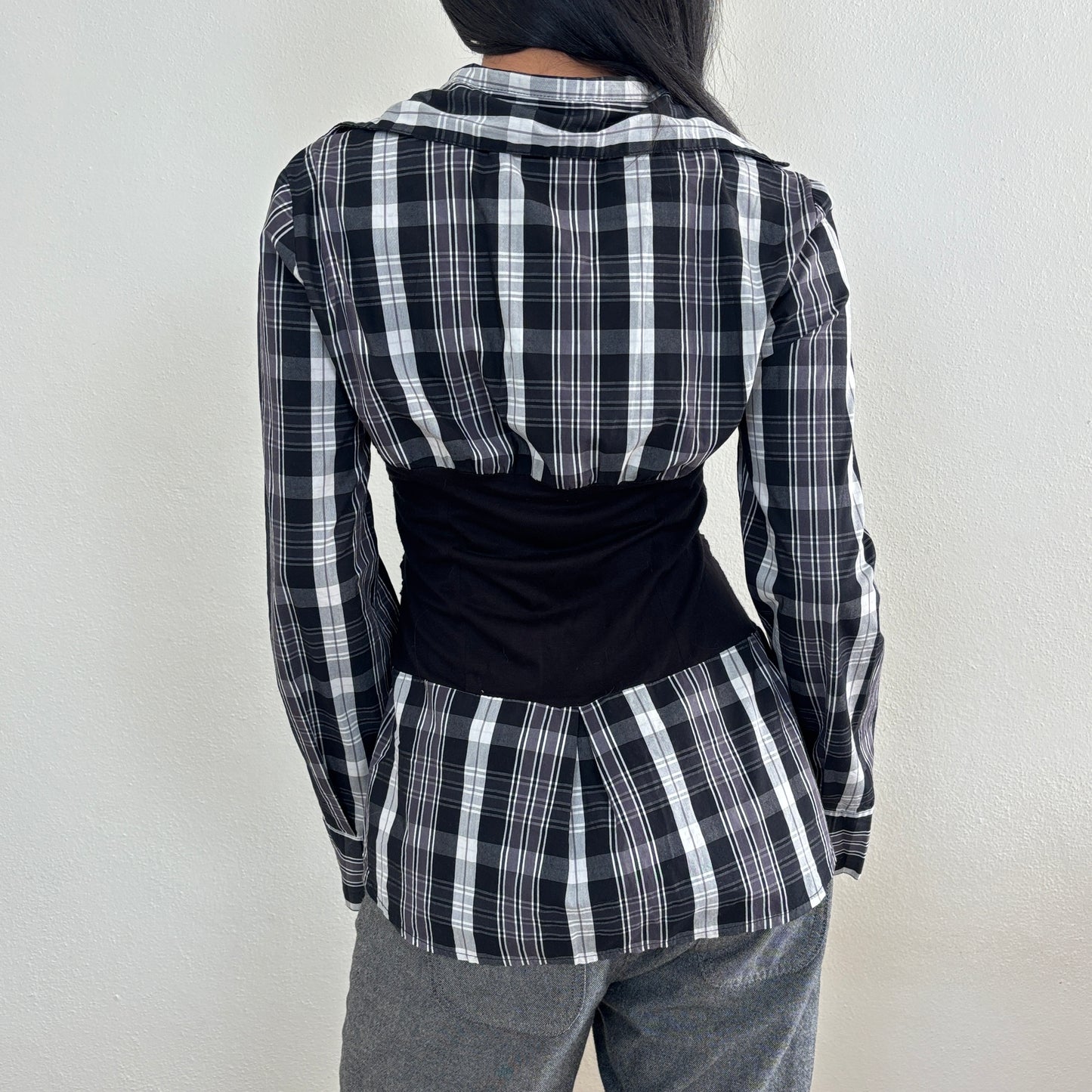 Ruched plaid shirt - S/M