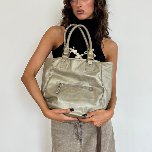 Metallic leather bag